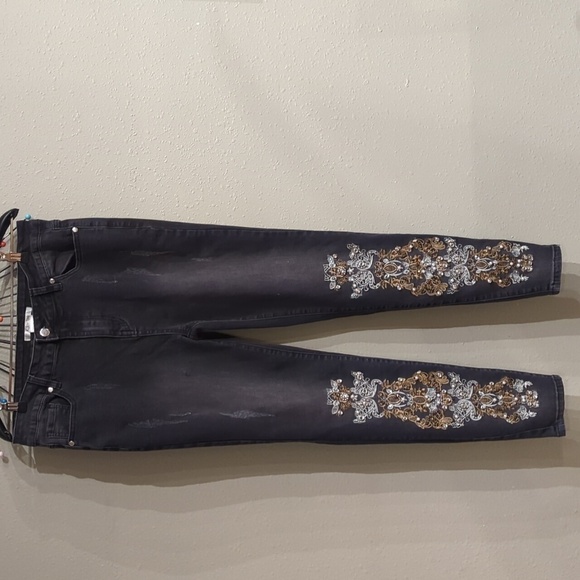 K.Jordan Black Washed Jeans Embellished Bling Size 14 - Picture 2 of 13
